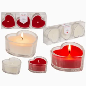 Candela in vaso di vetro a cuore