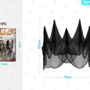 HALLOWEEN decorazione di garza nero 76x183cm