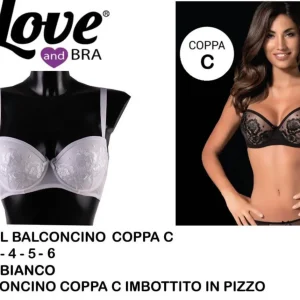 BALCONCINO reggiseno coppa C imbottito in pizzo bianco