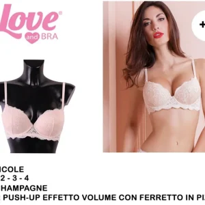 NICOLE reggiseno super push-up effetto volume con ferretto in pizzo champagne