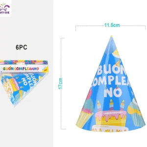 Cappello a cono blu buon compleanno