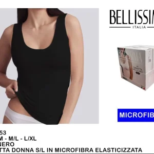 BELLISSIMA CANOTTIERA DONNA SPARA  LARGA  NERO