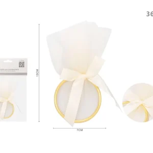 ADDOBBI BOMBONIERA CERCHIO CON VELO AVORIO