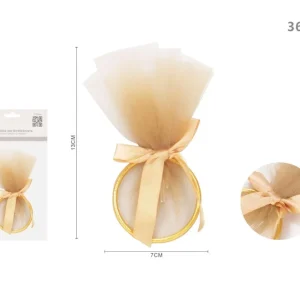 ADDOBBI BOMBONIERA CERCHIO CON VELO ORO