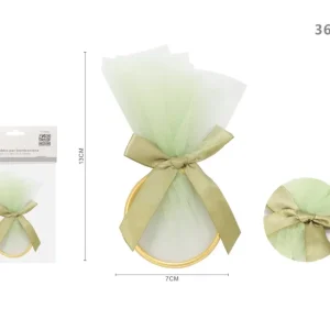 ADDOBBI BOMBONIERA CERCHIO CON VELO VERDE PROMESSA