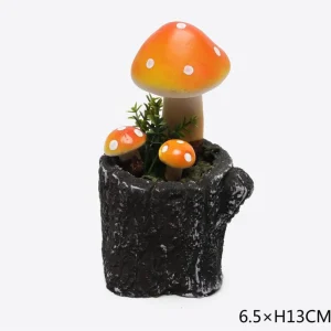 Halloween decorativi piantina funghi arancione  6,5x13cm