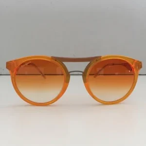 Generico Occhiali da sole unisex in legno e plex arancione