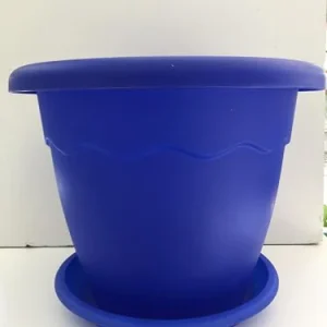 Vaso Portapiante in palstica colorata cm D. cm 30 h cm 29 con sottovaso colori assortiti; Blu
