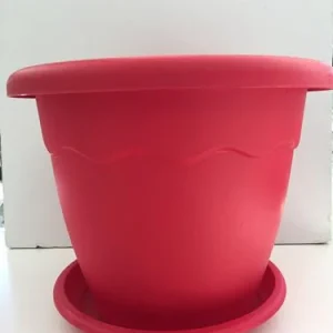 Vaso Portapiante in palstica colorata cm D. cm 30 h cm 29 con sottovaso colori assortiti; Rosso
