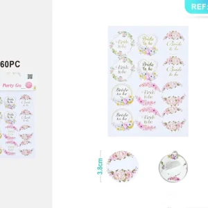 ADESIVI  stampa BRIDE TO BE d‘oro 3.8cm 60pz