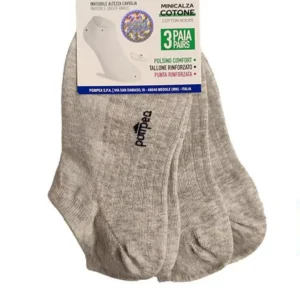 POMPEA calze sneaker unisex in cotone 3paia GRIGIO