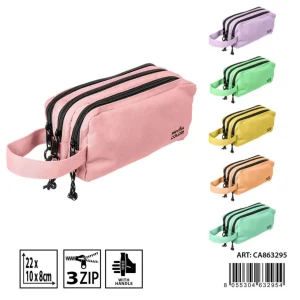 PRYMA astuccio 3 zip con manico 22x10x8cm pastel