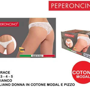 PEPERONCINO GRACE brasiliano Donna cotone pizzo bianco