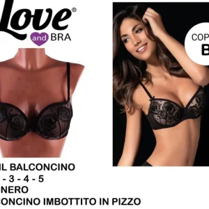BALCONCINO reggiseno imbottito in pizzo nero