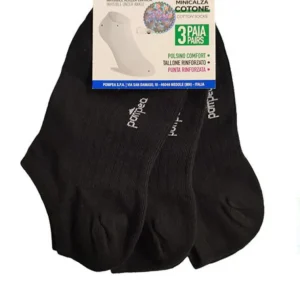 POMPEA calze sneaker unisex in cotone 3paia NERO