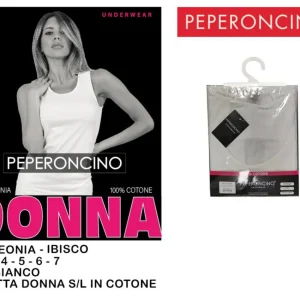 CANOTTA donna cotone spalla larga  bianco