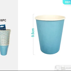 BICCHIERE di carta azzurri 9,5cm 16pz