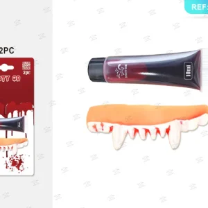 HALLOWEEN sangue finto 10ml +dentiere da vampiro