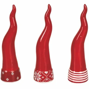 Villa d’Este Home Tivoli - Set 3 Corni Portafortuna in Ceramica 14,5cm Natale