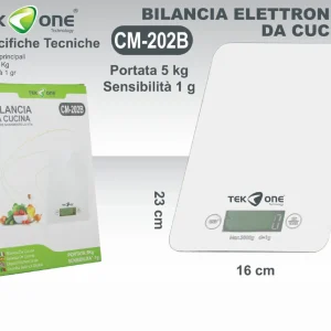 TEK ONE bilancia da cucina digitale in vetro CM-202B