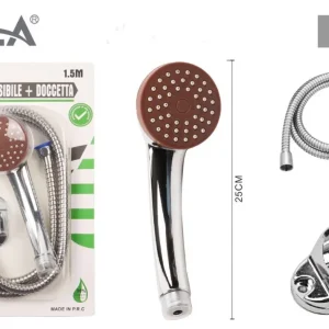 SET tubo argento flessibile 1.5m +doccetta marrone