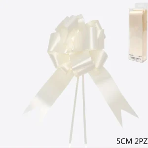 Coccarda beige bianco 5cm 2pz