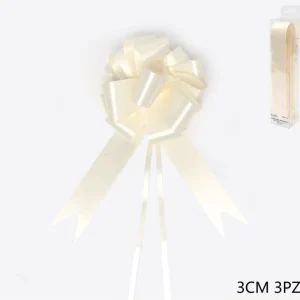 Coccarda beige bianco 3cm 3pz