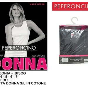 CANOTTA donna cotone spalla larga nero