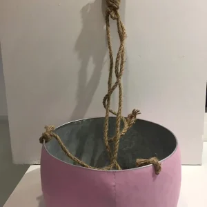 Vacchetti Giuseppe portavaso pensile in Metallo Rosa con Corda cm 20