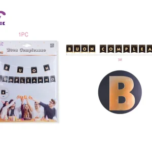 Festone nero e oro buon compleanno