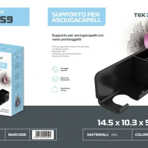 TEK ONE supporto per asciugacapelli con vano portaoggetti 01259