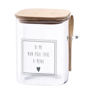 Barattolo in vetro borosilicato con coperchio e cucchiaio in bamboo