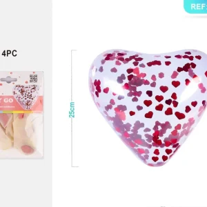 PALLONCINI TRASPARENTE CUORE  25CM 4PC