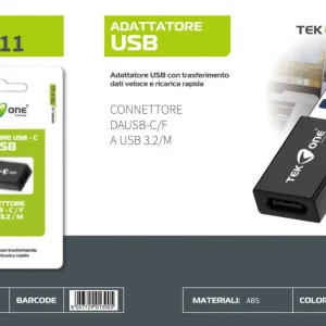 TEK ONE  adattatore da usb 3,2 M A TYPE-C F TO-F-11