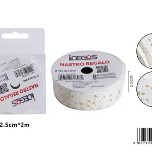 Nastro Juta stellata bianco 2.5cm