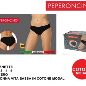 PEPERONCINO slip vita bassa cotone nero Art.Janetta