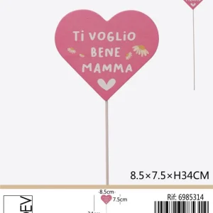 CUORE bastoncino mamma 8.5x7.5xH34cm