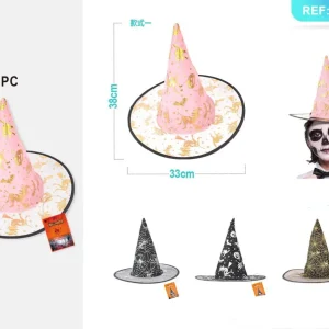 HALLOWEEN  cappello da mago trasparente  38x33cm