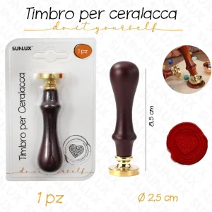 TIMBRO per ceralacca CUORE 2.5x8.5cm