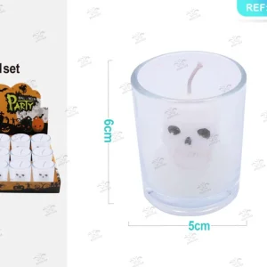 HALLOWEEN candela in vetro teschio  6x5cm