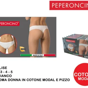 PEPERONCINO perizoma in pizzo & modal cotone bianco Art.Elise