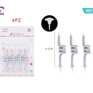 CANDELA SPIRALE GLITTER  8.3CM 4PZ