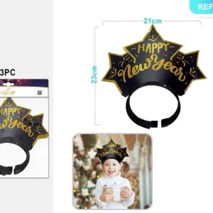 Cerchietto stampa HAPPY NEW YEAR con glitter oro 1pz