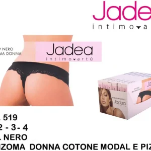 JADEA perizoma cotone bordo in pizzo nero art.519