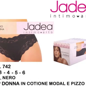 JADEA slip cotone bordo in pizzo nero art.742