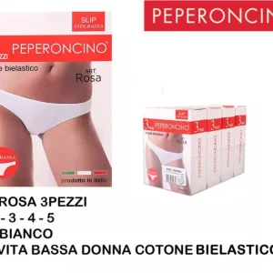 PEPERONCINO  slip vita bassa cotone bianco Art.Rosa
