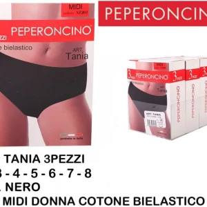 PEPERONCINO slip midi cotone nero Art.Tania