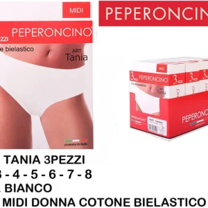 PEPERONCINO slip midi cotone bianco Art.Tania