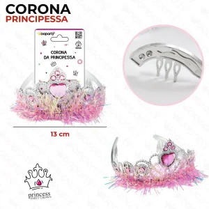 Corona da principessa piume rosa 13cm